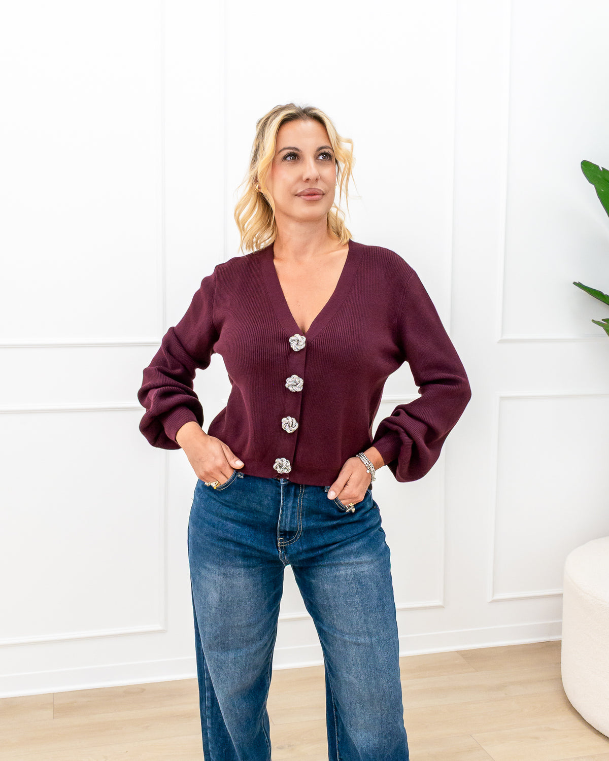 Cardigan “Aurora Bordeaux”