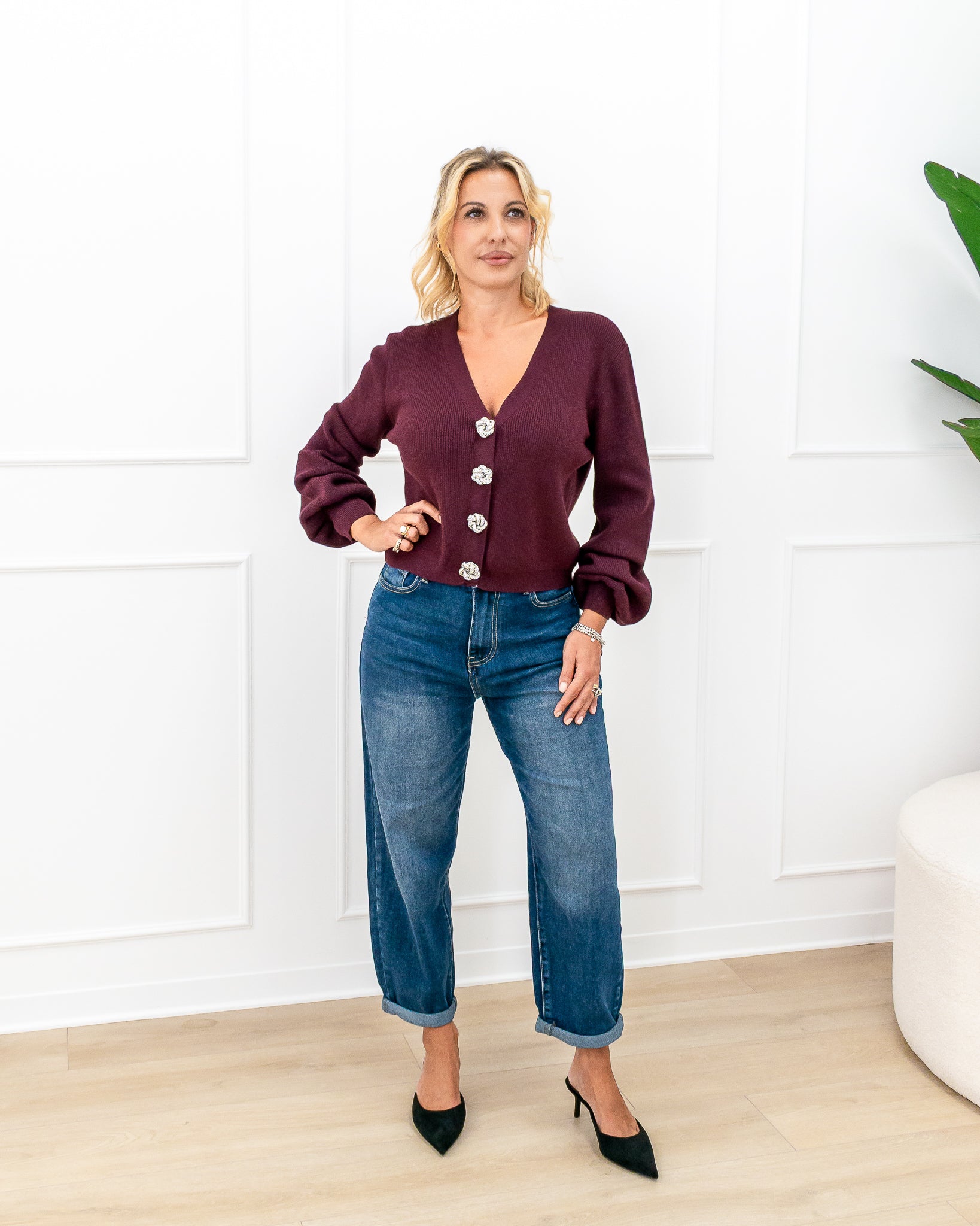 Cardigan “Aurora Bordeaux”