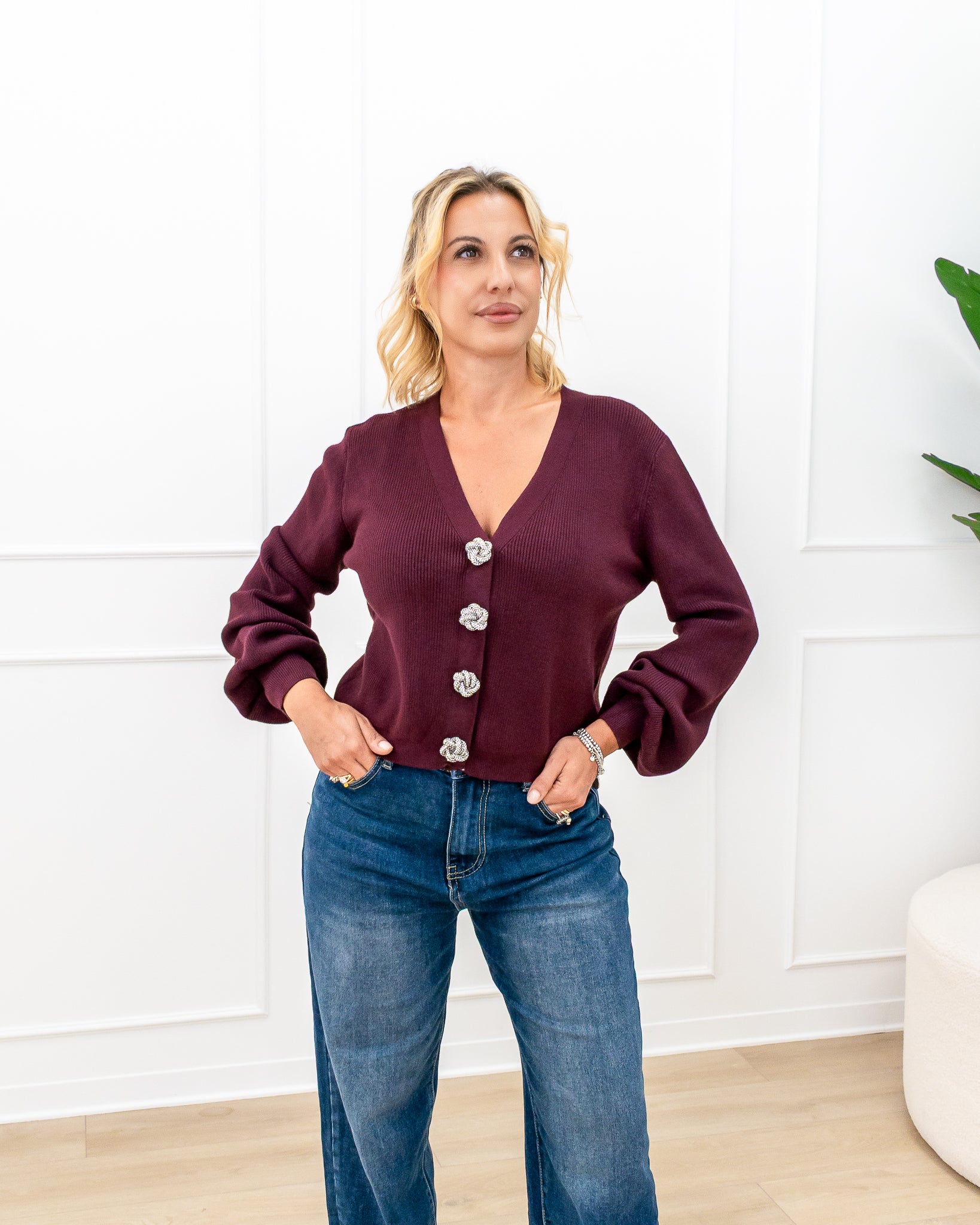 Cardigan “Aurora Bordeaux”